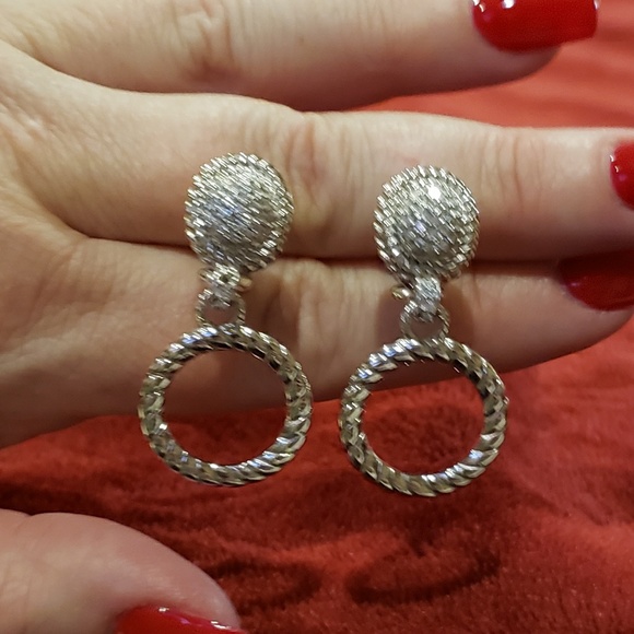 Judith Ripka ~ Sterling Double Circle Earrings - Picture 2 of 6